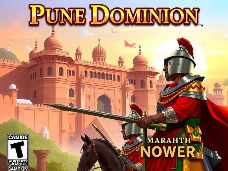 Pune Dominion game cover featuring historic Pune skyline with Shaniwar Wada and Maratha warriors