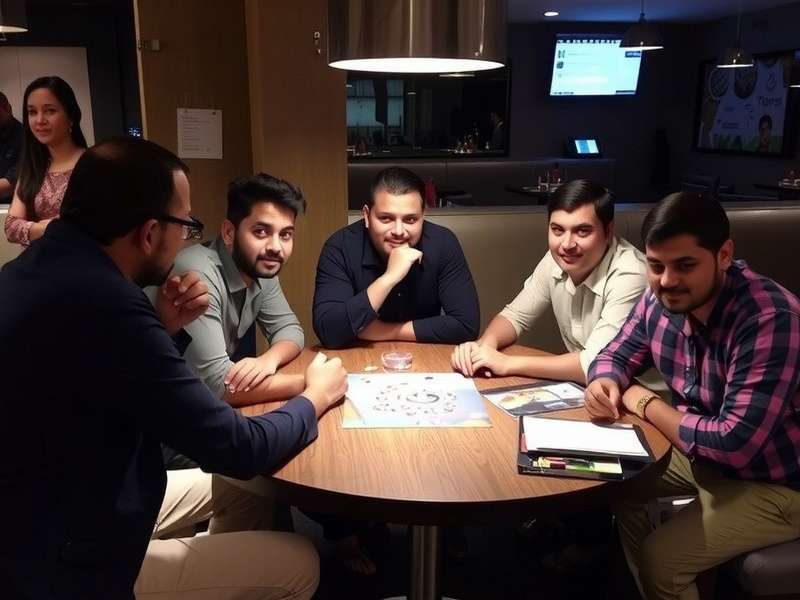 Pune Dominion developer team from Maratha Games meeting with Indian players in a Mumbai café to collect feedback